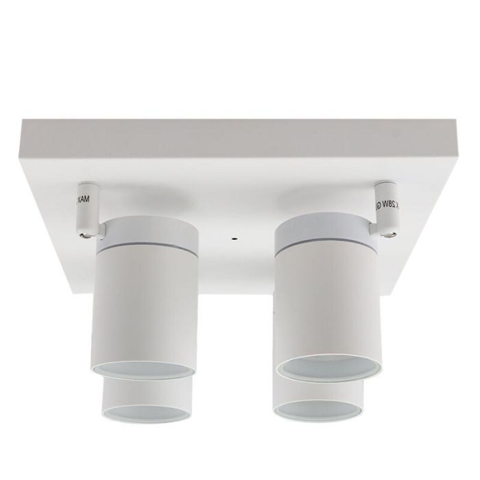 Witte plafondspot Ciara, aluminium, modern, IP44, 4L