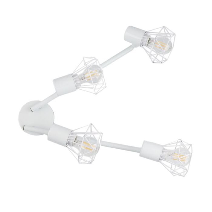 Industriële plafondspot Jaylano, wit, langwerpig, 4L