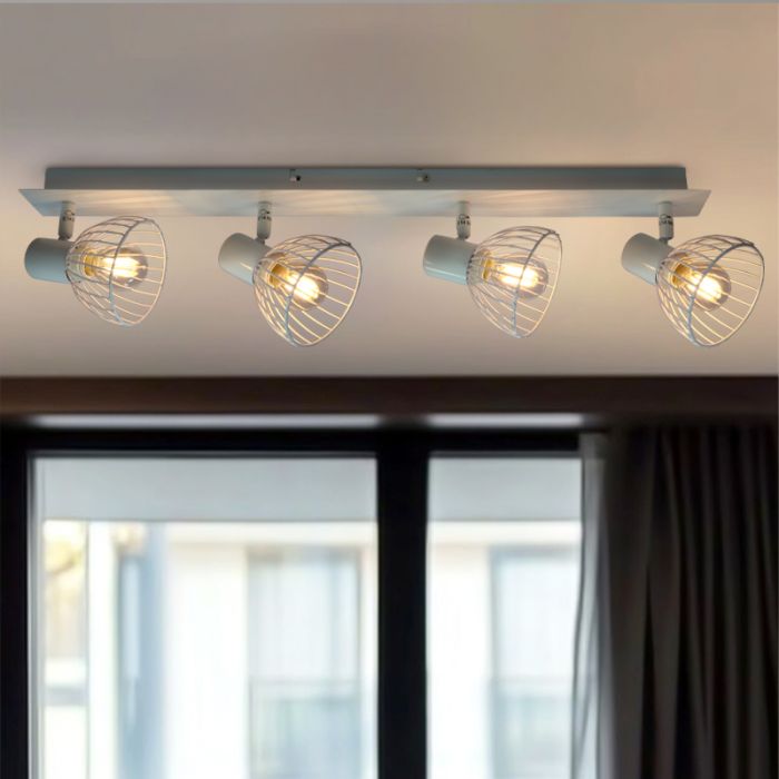 Industriële plafondspot Bram, wit, 4L
