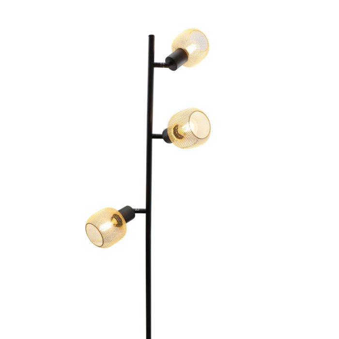 Gouden vloerlamp Emado, aluminium, industrieel, 3L