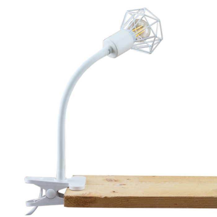 Witte klemspot Jaylano, metaal, industrieel