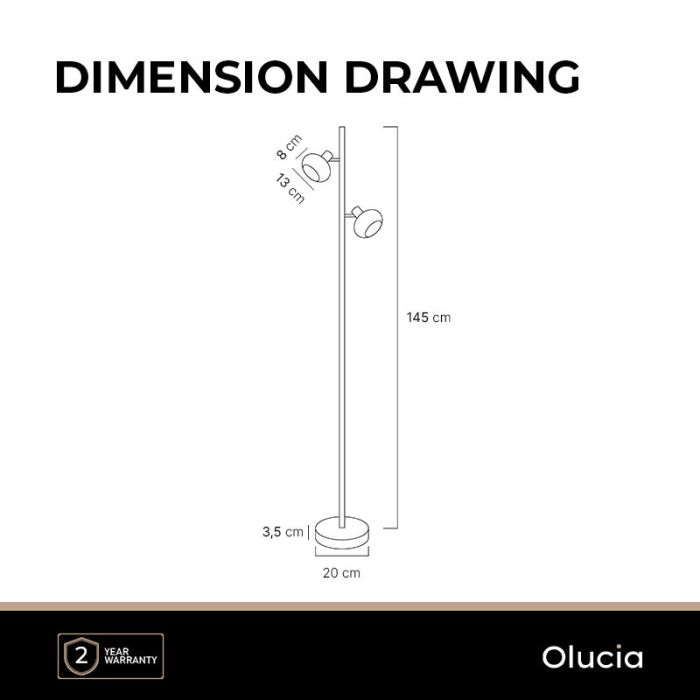 Design vloerlamp Skip, zwart, glas