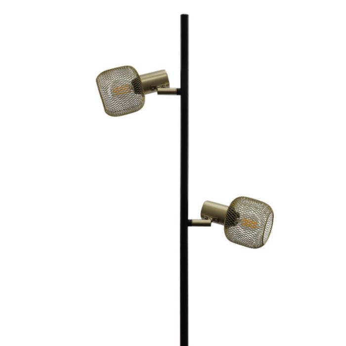 Industriële vloerlamp Emado, goud, metaal