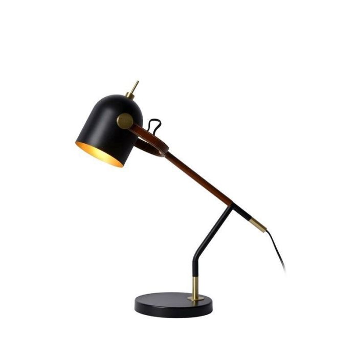 Retro bureaulamp Waylon, Zwart en Bruin