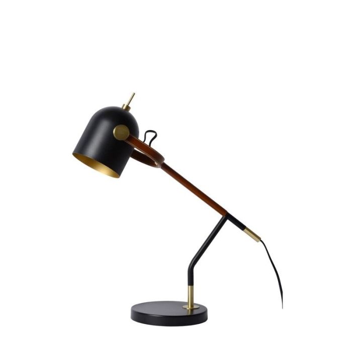 Retro bureaulamp Waylon, Zwart en Bruin
