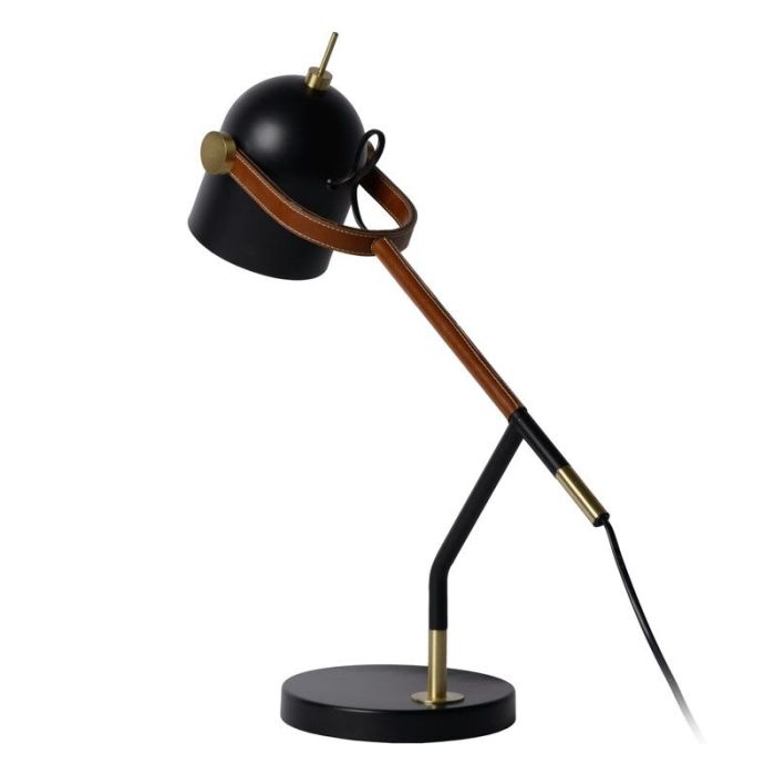 Retro bureaulamp Waylon, Zwart en Bruin