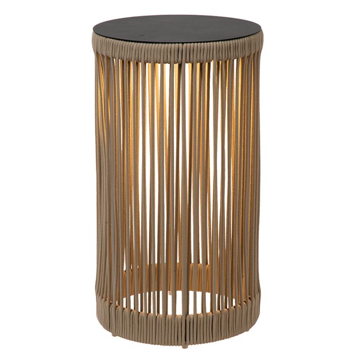 Taupe oplaadbare vloerlamp modern, Pingi, 3W, 3000K LED, IP44, 3-staps dimbaar
