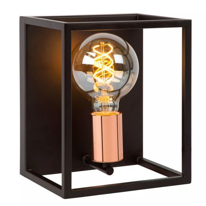 Moderne wandlamp Arthur, Zwart en Koper