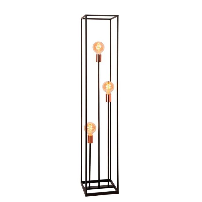Moderne vloerlamp Arthur, zwart en Koper