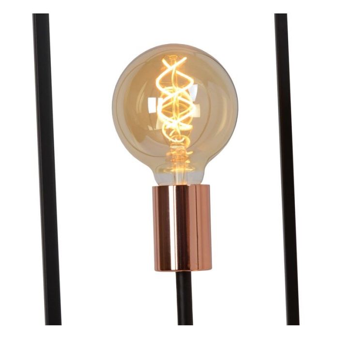 Moderne vloerlamp Arthur, zwart en Koper