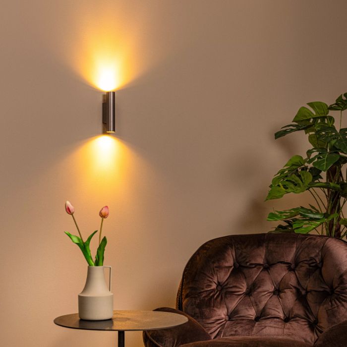 Grijze up down wandlamp modern, Dupla
