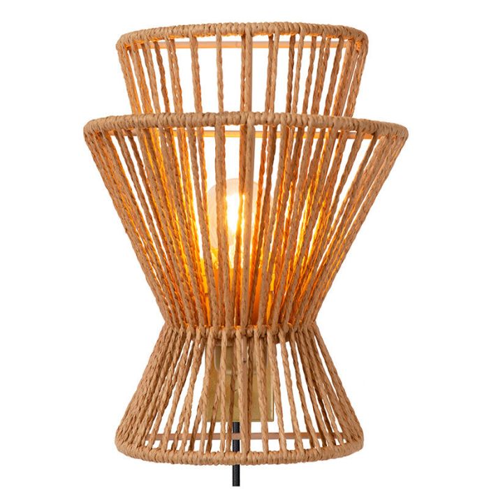 Rotan wandlamp bruin, Tasman, met schakelaar