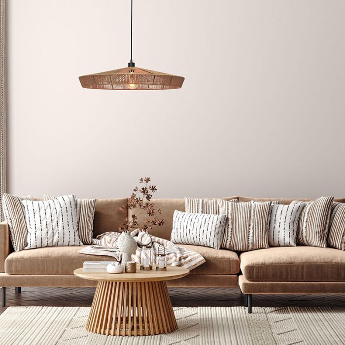 Rotan eettafel hanglamp hout, Yunkai