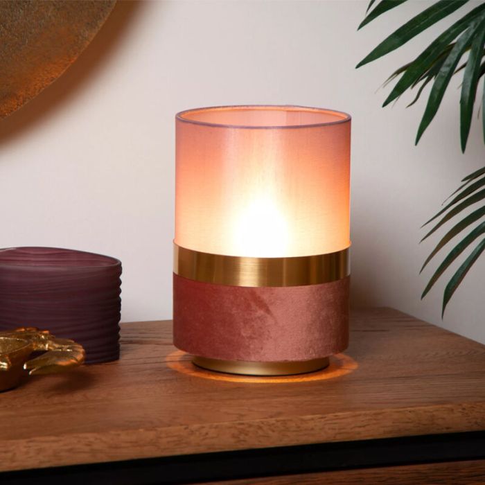 Roze retro tafellamp, Tusse, stof