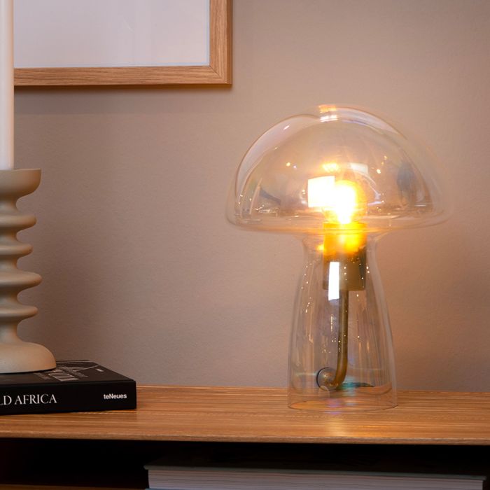Transparante tafellamp modern, Fungo, met schakelaar