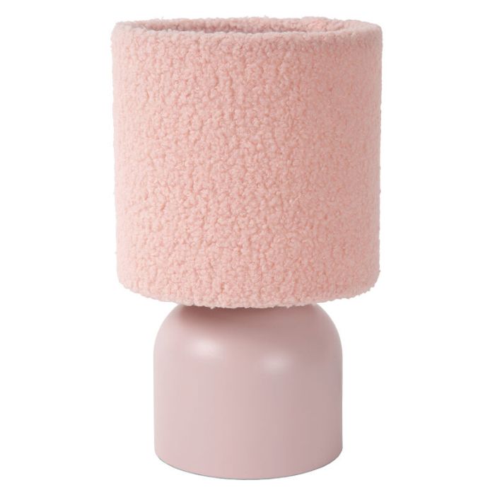 Roze tafellamp vintage, Woolly, met schakelaar