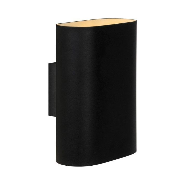 Zwarte up down wandlamp modern, Ovalis