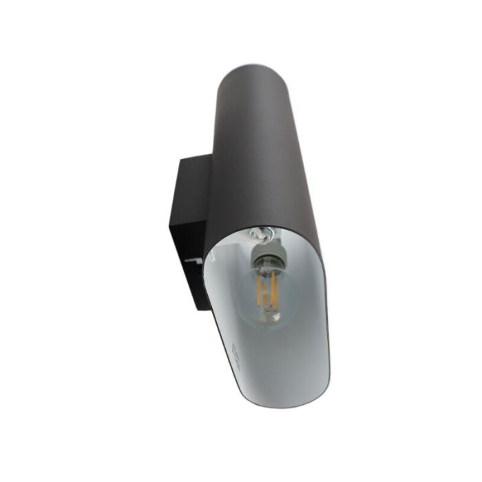 Zwarte up down wandlamp modern, Ovalis