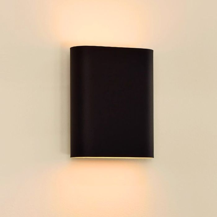 Zwarte up down wandlamp modern, Ovalis