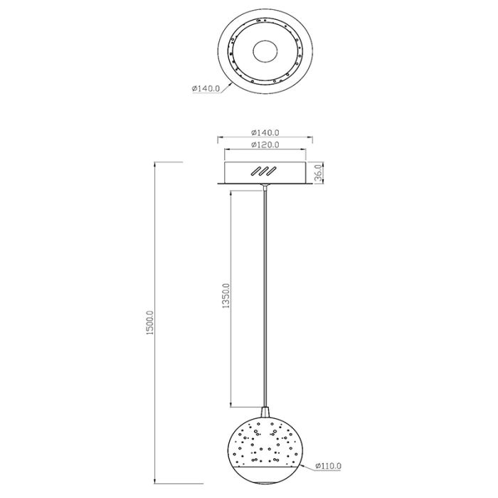 Zwarte hanglamp modern, Sentubal, 6,3W, 2700K LED