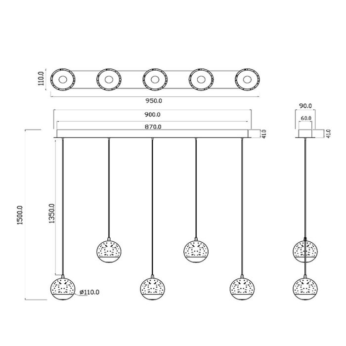Zwarte hanglamp modern, Sentubal, 5,3W, 2700K LED