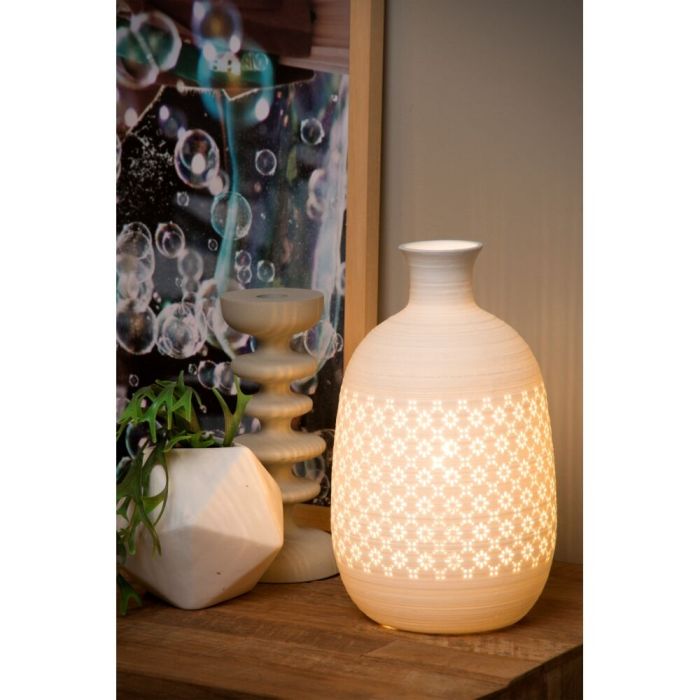Witte tafellamp Tiesse, steen