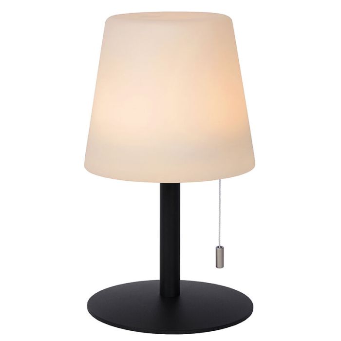 Witte oplaadbare buiten tafellamp modern, Rio, 1,8W, RGB LED, IP44, met trekschakelaar