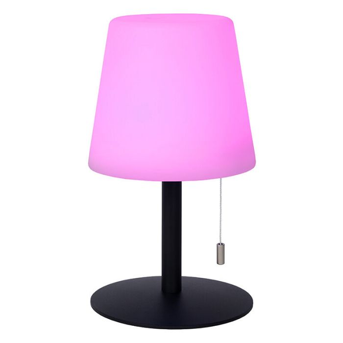 Witte oplaadbare buiten tafellamp modern, Rio, 1,8W, RGB LED, IP44, met trekschakelaar