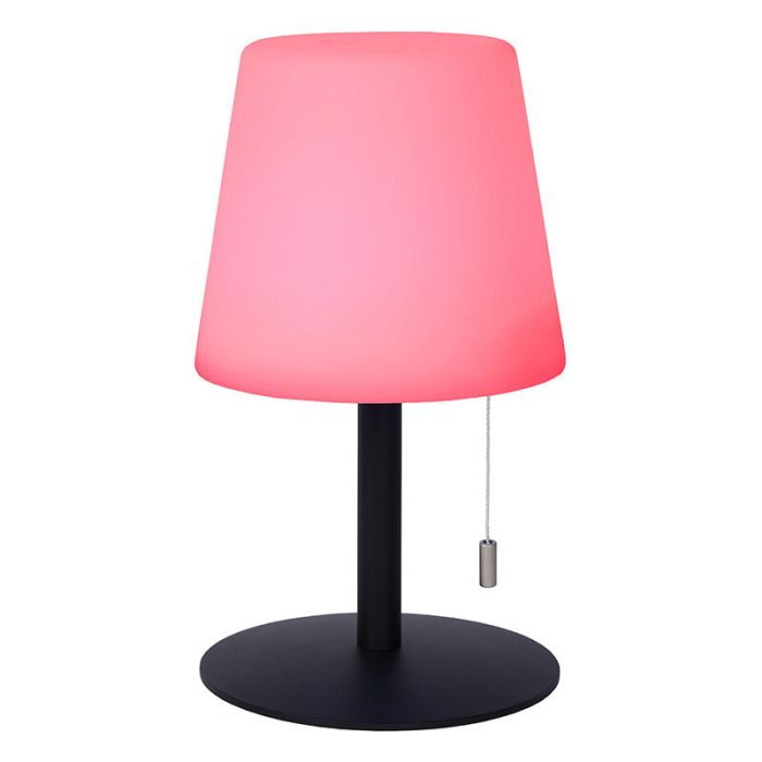 Witte oplaadbare buiten tafellamp modern, Rio, 1,8W, RGB LED, IP44, met trekschakelaar