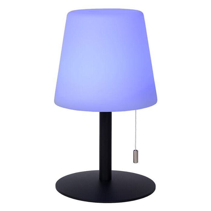 Witte oplaadbare buiten tafellamp modern, Rio, 1,8W, RGB LED, IP44, met trekschakelaar