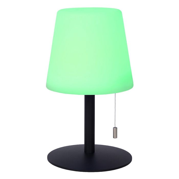 Witte oplaadbare buiten tafellamp modern, Rio, 1,8W, RGB LED, IP44, met trekschakelaar