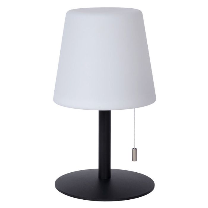 Witte oplaadbare buiten tafellamp modern, Rio, 1,8W, RGB LED, IP44, met trekschakelaar