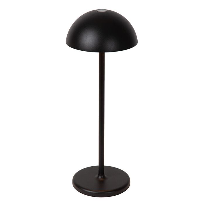 Zwarte buiten tafellamp retro, Joy, 1,5W, 3000K LED, IP54, met touchdimmer