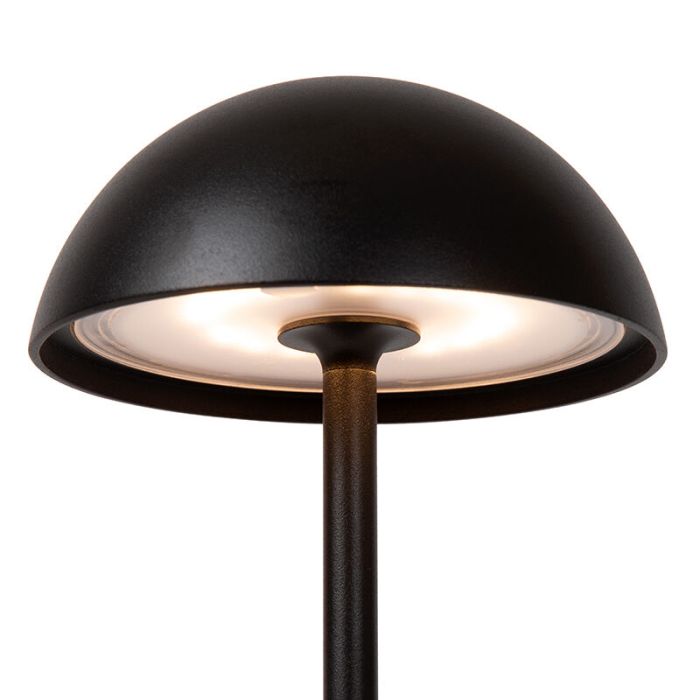 Zwarte buiten tafellamp retro, Joy, 1,5W, 3000K LED, IP54, met touchdimmer