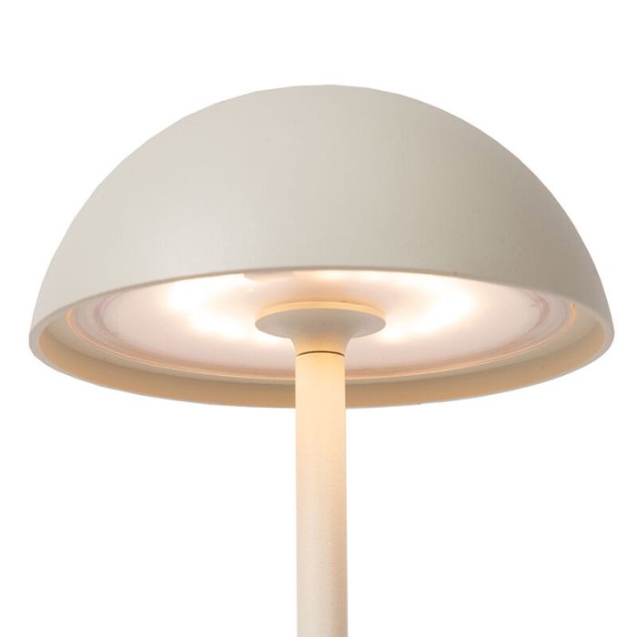 Witte buiten tafellamp retro, Joy, 1,5W, 3000K LED, IP54, met touchdimmer
