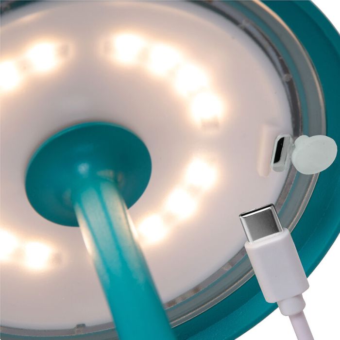 Blauwe buiten tafellamp retro, Joy, 1,5W, 3000K LED, IP54, met touchdimmer