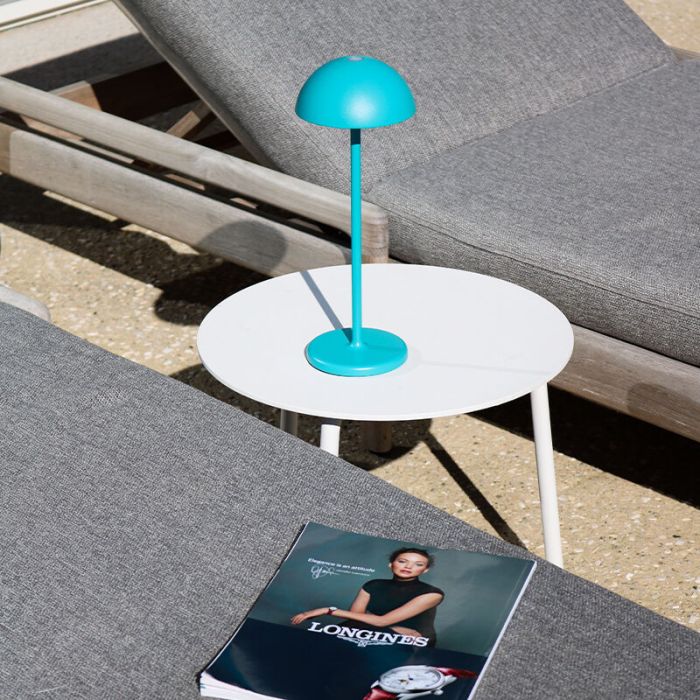 Blauwe buiten tafellamp retro, Joy, 1,5W, 3000K LED, IP54, met touchdimmer