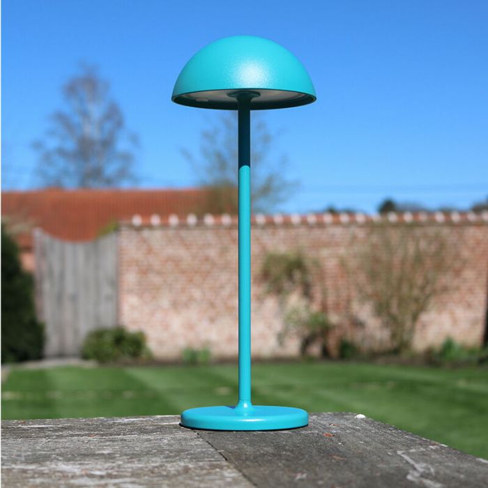 Blauwe buiten tafellamp retro, Joy, 1,5W, 3000K LED, IP54, met touchdimmer