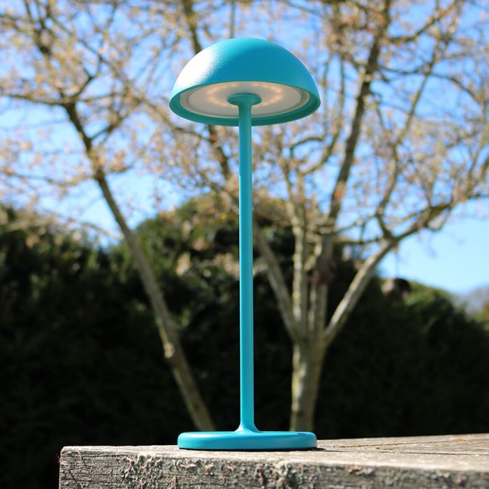Blauwe buiten tafellamp retro, Joy, 1,5W, 3000K LED, IP54, met touchdimmer