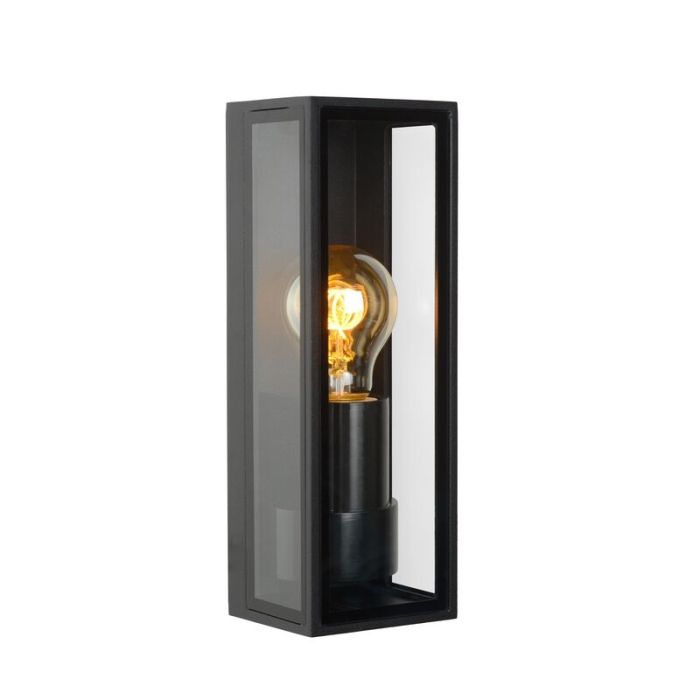 Zwarte buitenlamp Dukan, glas, IP65
