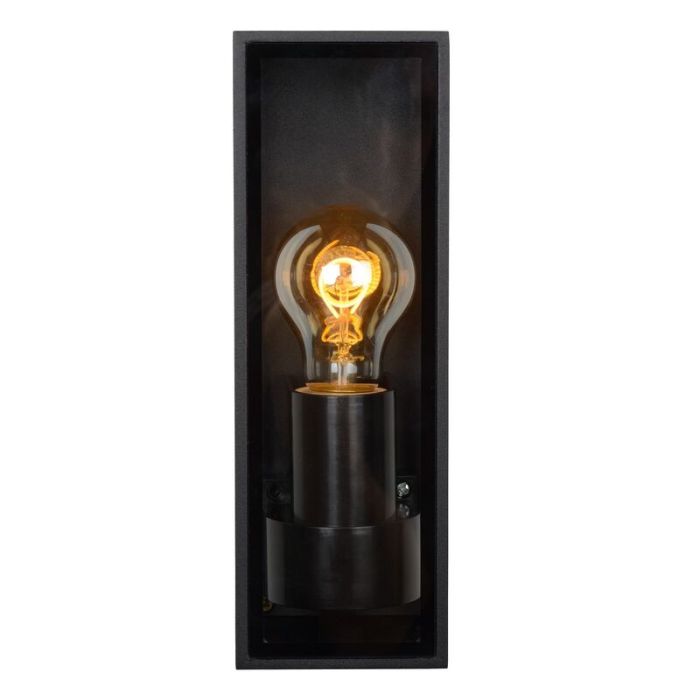 Zwarte buitenlamp Dukan, glas, IP65