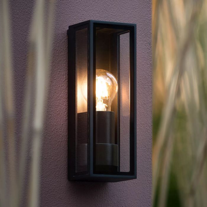 Zwarte buitenlamp Dukan, glas, IP65