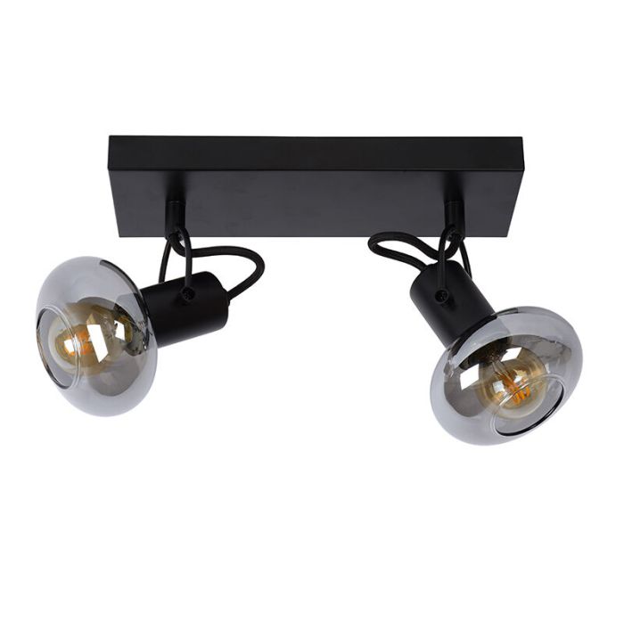 Zwarte moderne plafondspot, Madee, glas