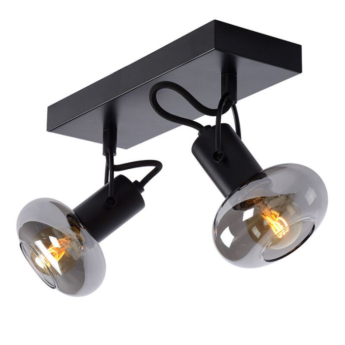 Zwarte moderne plafondspot, Madee, glas