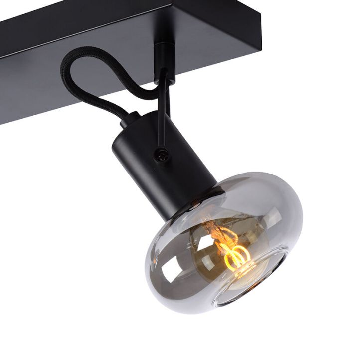 Zwarte moderne plafondspot, Madee, glas