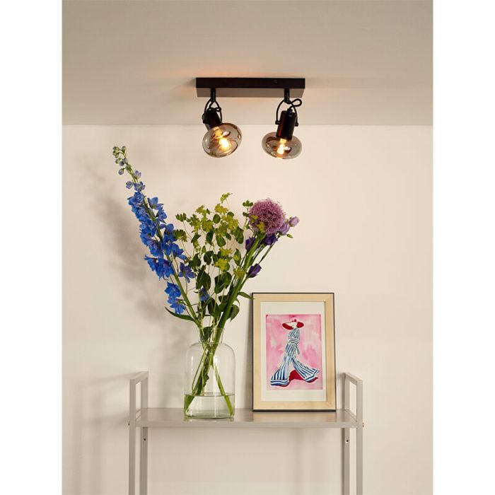 Zwarte moderne plafondspot, Madee, glas