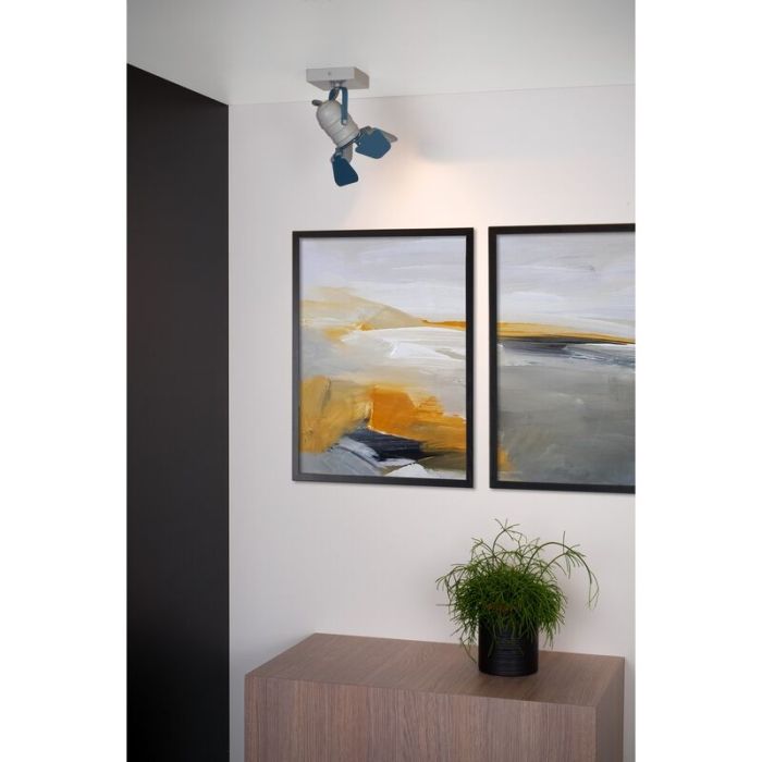 Blauwe kinder plafondlamp Picto, metaal