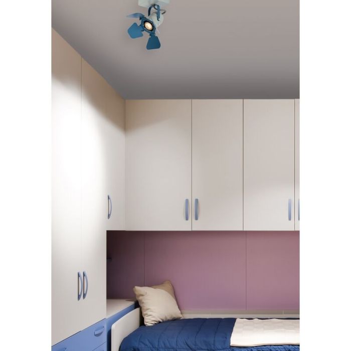 Blauwe kinder plafondlamp Picto, metaal