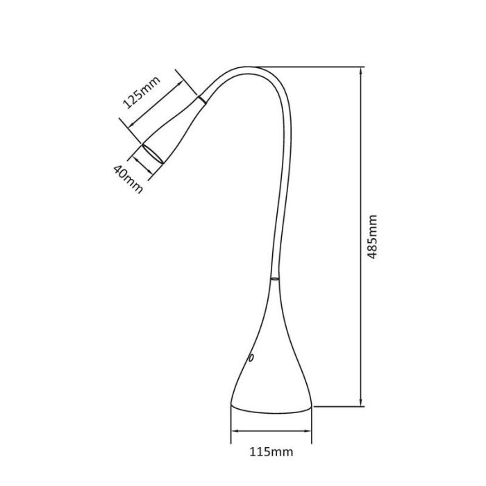 Zwarte bureaulamp modern, Zozy, 3W, 3000K LED, met touchdimmer