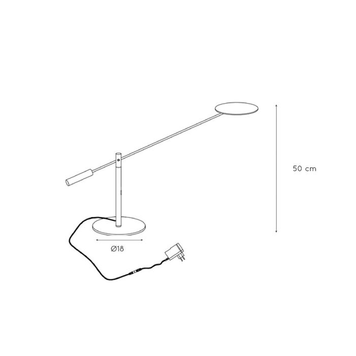 Zwarte bureaulamp modern, Anselmo, 9W, 3000K LED, met touchdimmer
